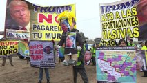Anti-Trump demonstrators protest on US-Mexico border