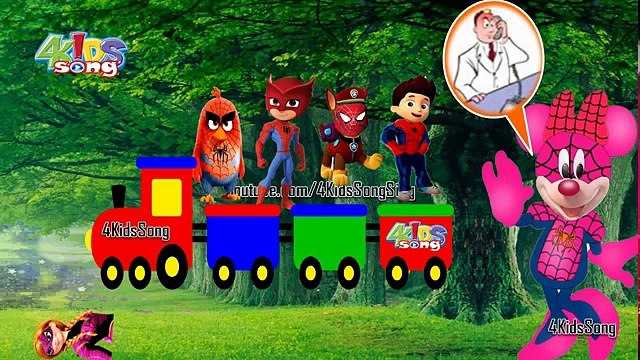 Spiderman PJ Masks Paw Patrol Mickey Mouse Angry Birds Frozen Five little monkeys jumping on the bed