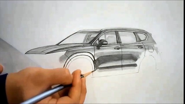 연필그림 PENCIL SKETCH - 자동차그리기 / 싼타페TM [ How to draw a car / Speed drawing ]