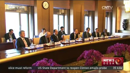 FM Wang Yi meets UN Chief Ban Ki-moon in Beijing