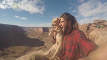 Watch the Hair-Raising Moment Dog & Thrill-Seeking Owner Go Base Jumping