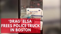 Man dressed as Disney's Elsa frees police truck in Boston