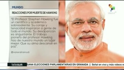 Primer ministro de la India expresa su pesar por la muerte de Hawing