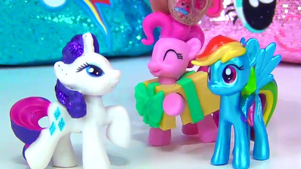 MY LITTLE PONY Backpack, Makeup Purse, Rainbow Dash, Pinkie Pie NEW Glittery Toy Surprises SHOPKINS