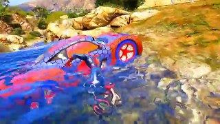 Lightning McQueen and Friends is in the raging river Spiderman saves his colored cars for Kids
