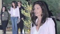 Meeting of the minds! Cindy Crawford dons lilac leather coat and jeans for dinner with gal pals in Los Angeles.