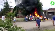 Il filme le moment ou un hélicoptère s'écrase au sol