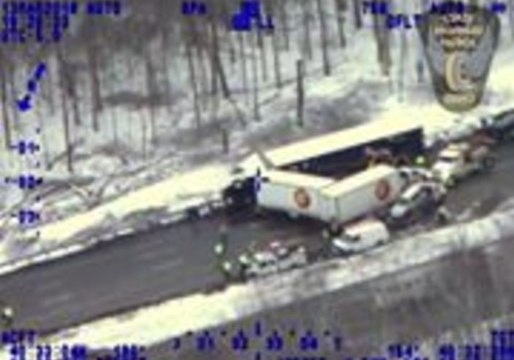 Aerial Footage Shows Aftermath of 81-Vehicle Pileup in Morrow County