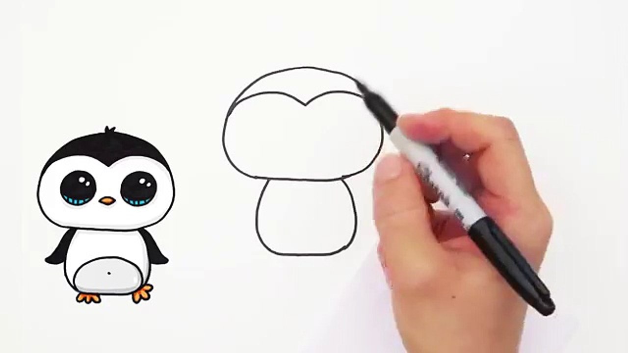 How to Draw a Cute Cartoon Penguin Easy step by step