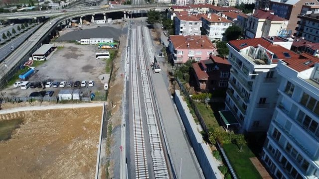 Gebze-Haydarpaşa banliyö hattındaki çalışmalarda son durum havadan görüntülendi
