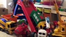 BIG Toy TRUCKS for Children - Giant Monster Truck Ramp Jump Stinky the Garbage Truck, Bruder