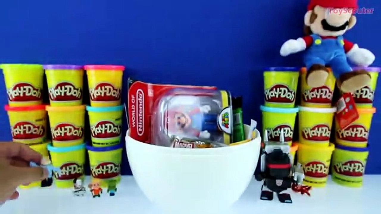GIANT SUPER MARIO Surprise Egg Play Doh - Nintendo Game Toys TMNT Spongebob Marvel