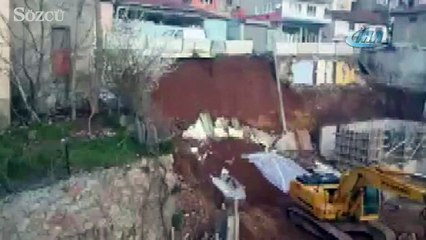 Park halindeki araç kayan toprakla böyle yuvarlandı