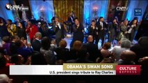 US President Barack Obama sings tribute to Ray Charles