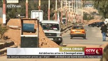 Aid deliveries arrive in 5 besieged areas in Syria