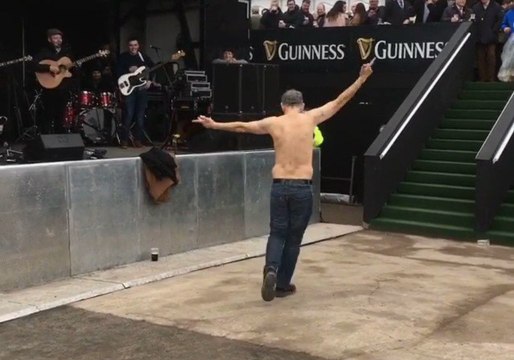 Cheltenham Punter Gets Into Festival Spirit, Dancing Topless to The Irish Rover
