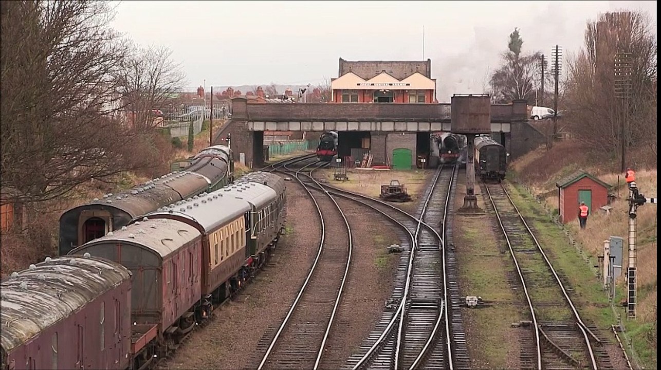 Steam Locomotive departs from Railway Train Station