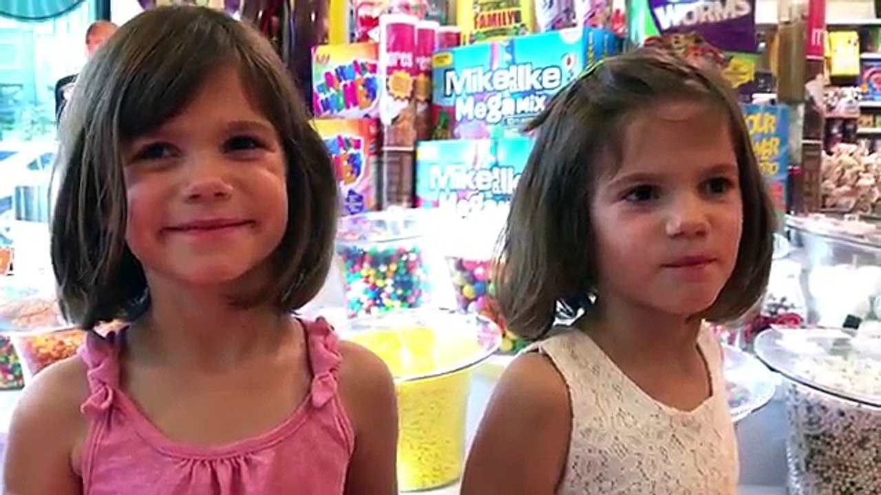 CANDY STORE!! GIANT Gummy Worm and Bear, Mermaid Wish - Kate & Lilly in Real Life | Family Vlog