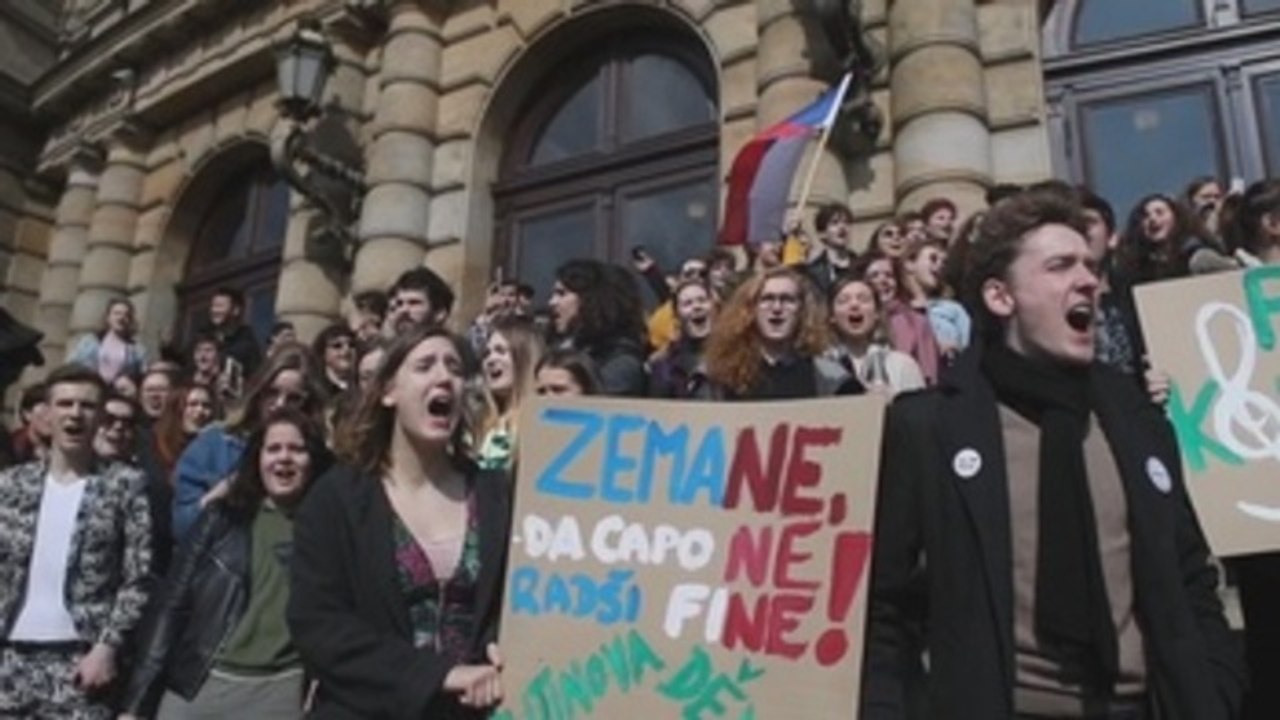 Protesta de estudiantes en Praga