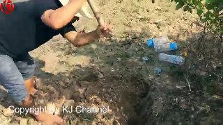 A Man Catching Fish With Bottle Deep Hole Fish Trap at Siemreap