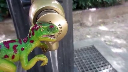 Dinosaurio de juguete cae en una fuente y Ladybug le salva | Vídeos de dinosaurios para niños