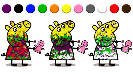 Coloring Peppa Pig in different colors - Learning Colors Video For Kids