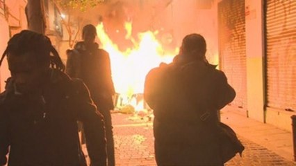 Incendios en contenedores y  bolsas de basura en Lavapiés