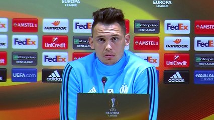 Lucas Ocampos en conférence de presse avant Bilbao-OM