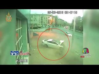 สาว16 ขโมยรถพ่อแม่ไปซิ่ง พลาดพุ่งเสยเสาไฟ โคม่า l ข่าวมื้อเช้า l 7มิ.ย.59