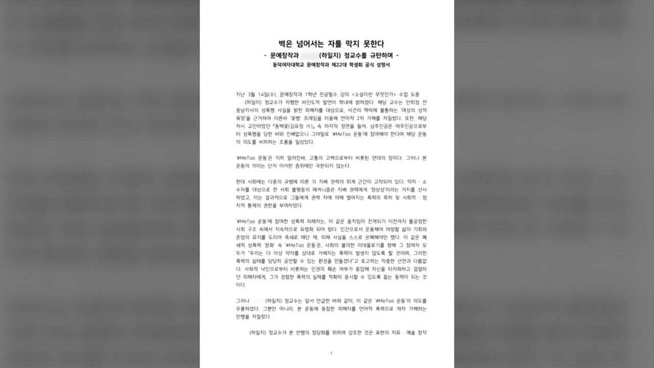 소설가 하일지, '성폭력 피해자 2차 가해' 논란 / YTN