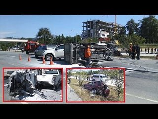 เผยภาพนาทีระทึก! ชนสนั่น 4 คัน พังยับ หวิดดับสยอง