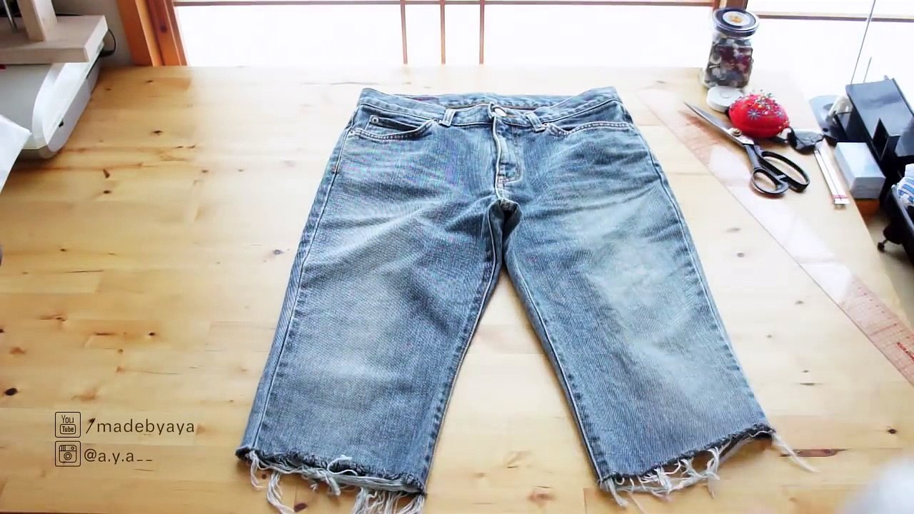 CLOTHING HACK / Refashion DIY Old Jeans to Embroidered Denim Skirt / デニム ジーンズ ✂️ リメイクㅣmadebyaya