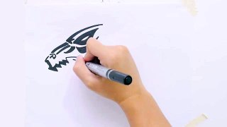 How to draw tiger head tribal tattoo