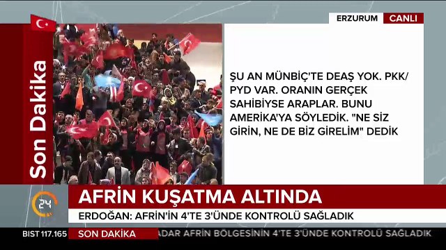 Cumhurbaşkanı Erdoğan: ABD bizimle çalışmak istiyorsa teröristleri Fırat'ın doğusundan çıkartmalı