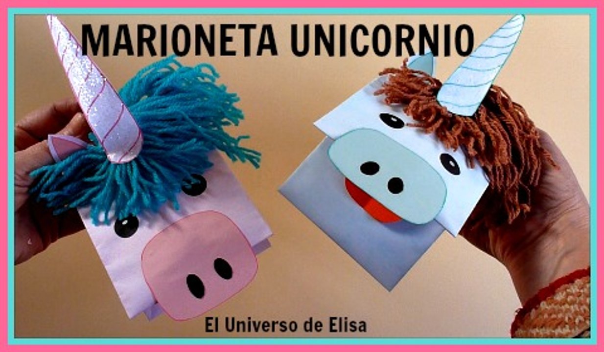 Marioneta Unicornio, Manualidades Kawaii, Cómo hacer un Unicornio de Papel