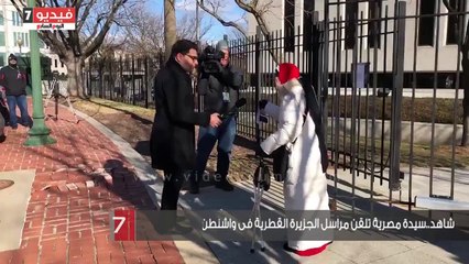 شاهد..سيدة مصرية تلقن مراسل الجزيرة القطرية فى واشنطن درسا فى حب مصر