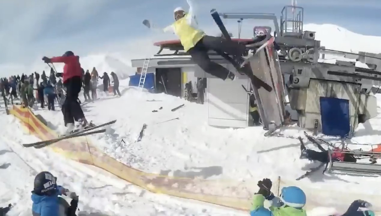 Autre angle de l'accident au ski à Gudauri avec ce télésiège déréglé - Vidéo Dailymotion