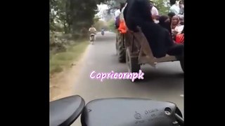 Very Bad Accident While Racing Tracktor Trolly