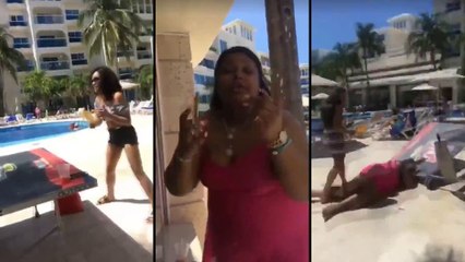 Une femme chute sur une table de ping pong en voulant danser