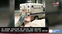 Boston : un homme déguisé en Reine des Neiges porte secours à des policiers bloqués par la neige (vidéo)