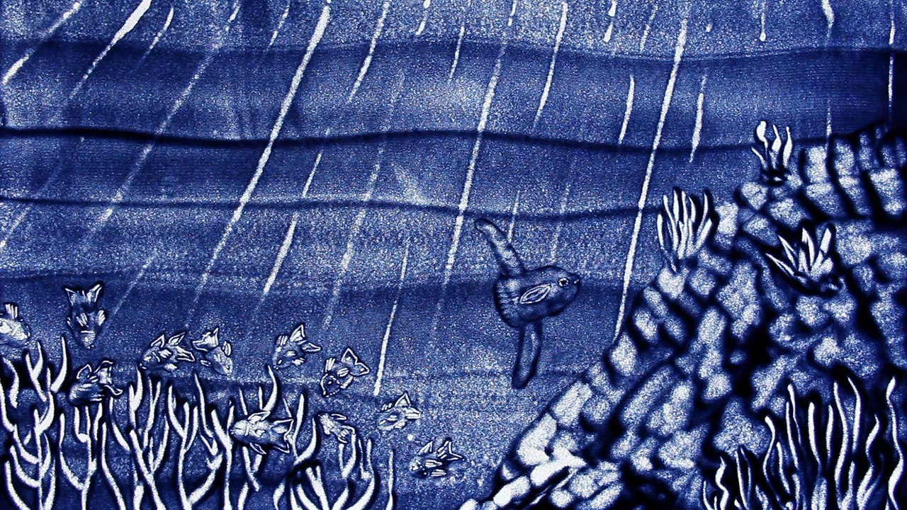 Film d'animation de sable Bleu Nuit, conte écologique