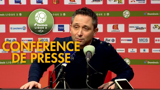 Conférence de presse Quevilly Rouen Métropole - AJ Auxerre (4-1) : Emmanuel DA COSTA (QRM) - Pablo CORREA (AJA) - 2017/2018