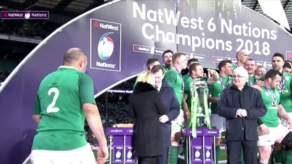 Grand Slam Champions Ireland lift the 2018 trophy!  NatWest 6 Nations