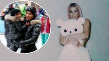 Big kid at heart! Kim Kardashian poses topless with a teddy bear... as she reveals the tradition she wants to pass on to her children.