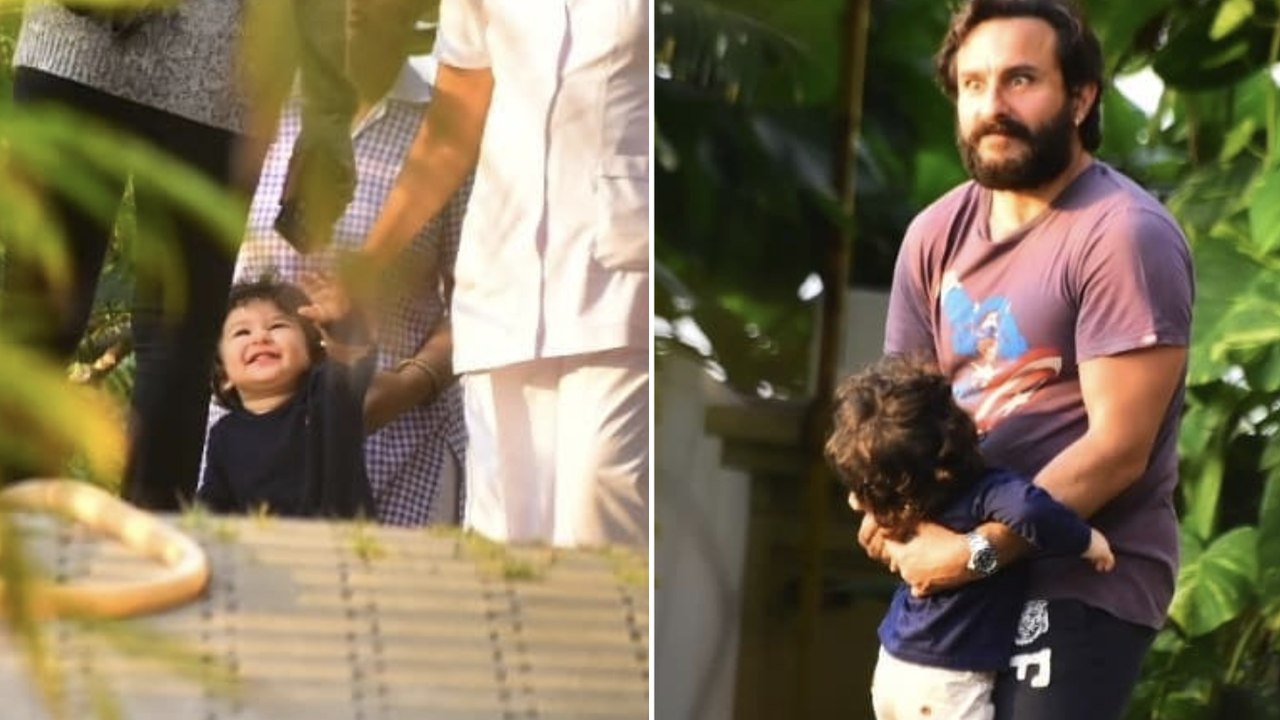Taimur Ali Khan Plays With Saif Ali Khan In The Garden While Kareena Kapoor Khan