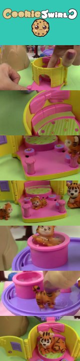 Mom & Baby Tigers Bath Water Play Playset Hut House Jungle In My Pocket Cookieswirlc Unboxing