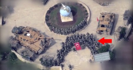 SİHA Görüntüledi! Afrin Merkeze Giren Mehmetçik, Hilal Şeklinde Zafer Pozu Verdi