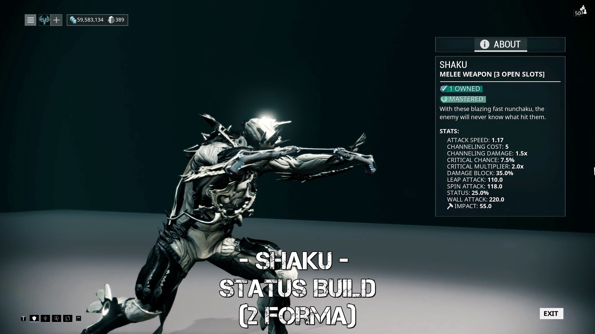 Warframe Shaku Status Build With 2 Forma Weapons Of The Ninja