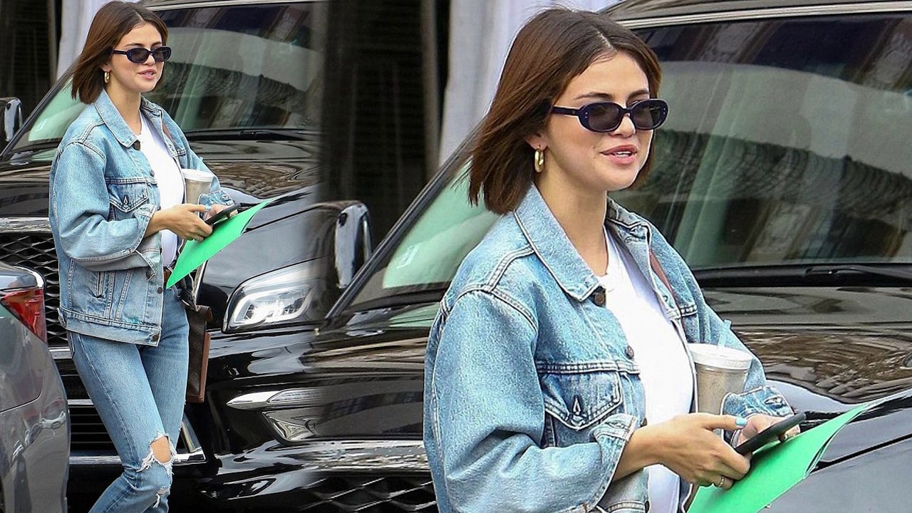 Double denim diva! Selena Gomez rocks jean jacket and pants on sunny Los Angeles stroll... amid break from on-off beau Justin Bieber.