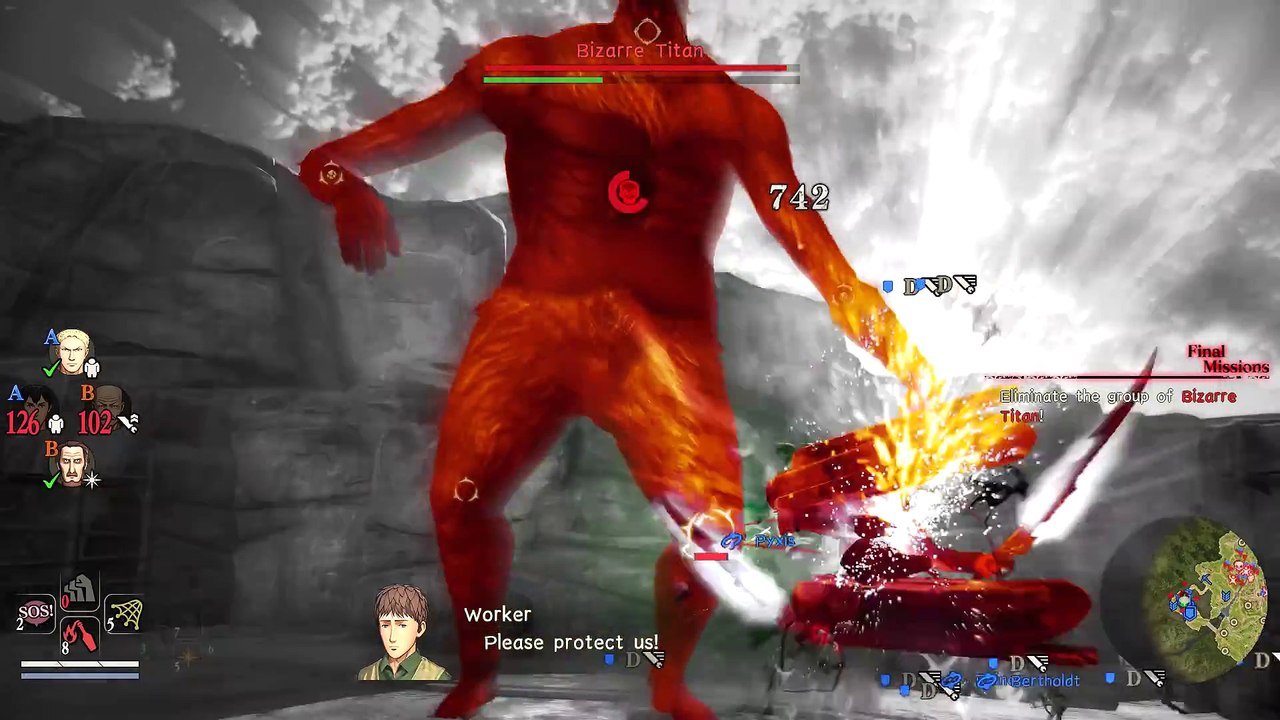 ATTACK ON TITAN 2 - Gold Beast Titan Boss Fight & Capturing (PS4 PRO)